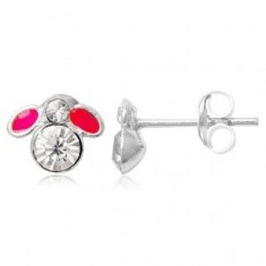 Šperky eshop - Puzetové náušnice zo striebra 925 - malá ružová muška T20.1