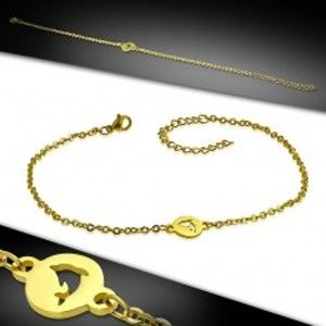 Šperky eshop - Náramok z ocele - okrúhla známka s delfínom, zlatý farebný odtieň AC24.02
