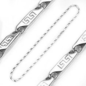 Šperky eshop - Retiazka s chirurgickej ocele, hranaté dieliky so vzorom gréckeho kľúča A7.1