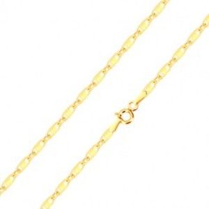 Šperky eshop - Retiazka v 14K žltom zlate - oválne a podlhovasté očká s obdĺžnikom, 550 mm GG186.22