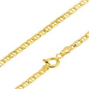 Šperky eshop - Retiazka v žltom 14K zlate - malé očká predelené paličkou, 420 mm GG100.26