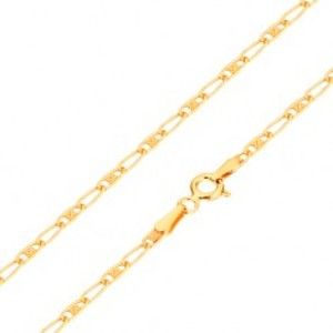 Šperky eshop - Retiazka v žltom 14K zlate - oválne články - prázdne a s mriežkou, 440 mm GG170.20
