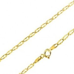 Šperky eshop - Retiazka v žltom 14K zlate - ploché oválne očká, lúčovité ryhovanie, 490 mm GG69.20