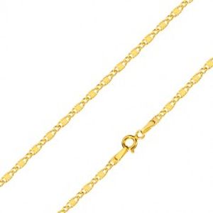 Šperky eshop - Retiazka v žltom 14K zlate - podlhovasté očká s lúčovitým ryhovaním a oválne očká, 550 mm GG169.32