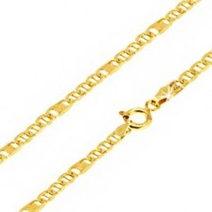 Šperky eshop - Retiazka v žltom 14K zlate, oválne očká s paličkou, článok s mriežkou, 550 mm  GG23.08