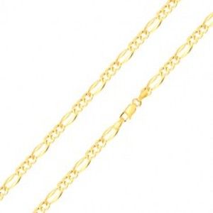 Šperky eshop - Retiazka v žltom zlate 585 s motívom Figaro - tri oválne očká, podlhovasté očko, 500 mm GG186.37