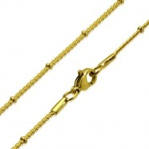 Šperky eshop - Retiazka z chirurgickej ocele - jemná sieťovina a prstence, zlatá farba S34.20