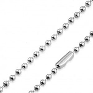 Šperky eshop - Retiazka z chirurgickej ocele - lesklé guličky a krátke paličky striebornej farby, 2 mm A9.13
