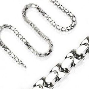 Šperky eshop - Retiazka z chirurgickej ocele, lesklé kolmo spájané H-články, strieborná farba AB9.15