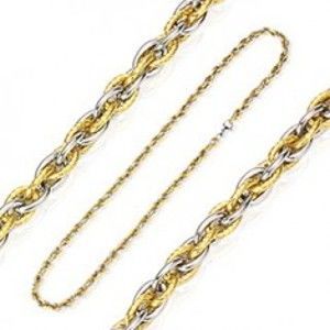 Šperky eshop - Retiazka z chirurgickej ocele prepletaná vo farbách zlatej a striebornej A3.1