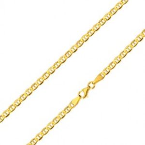 Šperky eshop - Retiazka zo žltého 14K zlata - lesklé oválne očká s paličkou uprostred, 600 mm GG100.05