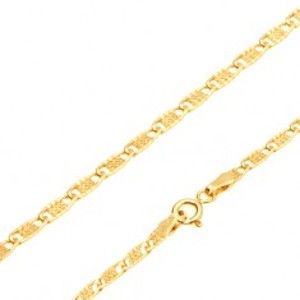 Šperky eshop - Retiazka zo žltého 14K zlata - ploché podlhovasté očká s mriežkou, 445 mm GG170.14