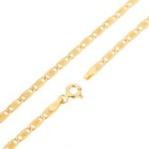 Šperky eshop - Retiazka zo žltého 14K zlata - podlhovasté oválne články s mriežkou, 545 mm GG69.21
