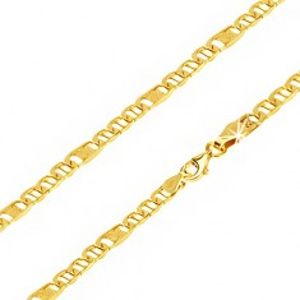 Šperky eshop - Retiazka zo žltého 14K zlata, oválne očká s paličkou, článok s mriežkou, 500 mm GG198.31