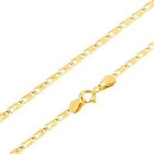 Šperky eshop - Retiazka zo žltého 14K zlata, podlhovasté články, lesklý obdĺžnik, 500 mm  GG26.26