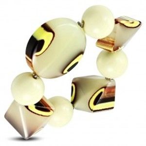 Šperky eshop - Rozťahovací náramok - krémové a sklenené korálky, okáň hruškový SP94.10