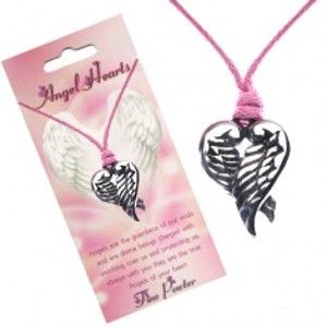 Šperky eshop - Ružový náhrdelník - prívesok srdca z prekrížených krídiel Y53.20