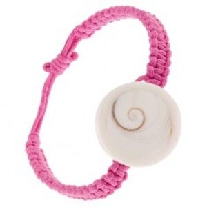 Šperky eshop - Ružový pletenec s okrúhlou imitáciou lastúry S11.03