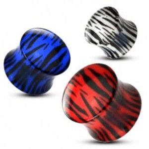 Šperky eshop - Sedlový plug do ucha z akrylu, tigrovaný vzor PC17.01/13 - Hrúbka: 8 mm, Farba: Modrá