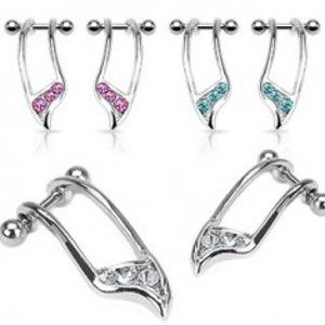 Šperky eshop - Set piercingov do ucha - ozdobné tri zirkóny F15.10 - Farba zirkónu: Ružová - P