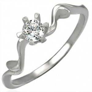 Šperky eshop - Snubný prsteň s krásne uchyteným zirkónom D4.11 - Veľkosť: 52 mm