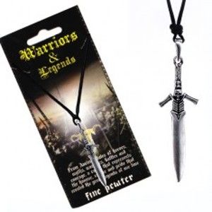Šperky eshop - Šnúrkový náhrdelník - kovový meč s rukoväťou kostlivca AC2.02