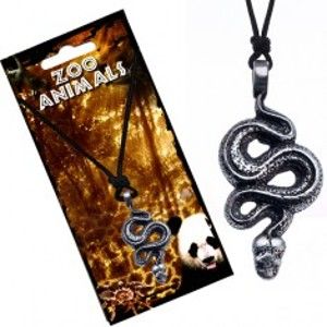 Šperky eshop - Šnúrkový náhrdelník s príveskom zvlneného hada S1.15