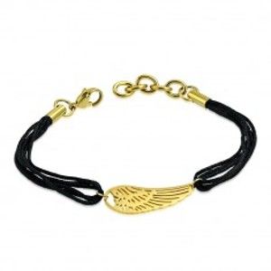Šperky eshop - Šnúrkový náramok z chirurgickej ocele - anjelské krídlo v zlatom farebnom odtieni S12.30