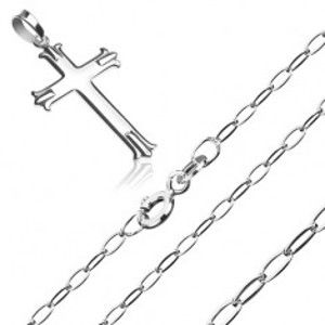 Šperky eshop - Strieborný 925 náhrdelník - kríž s trojitými cípmi na lesklej retiazke S61.07