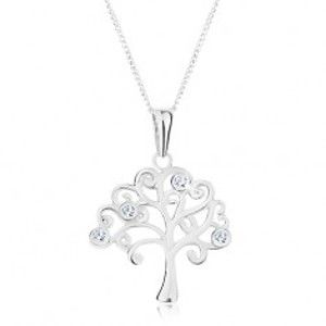Strieborný 925 náhrdelník, retiazka a prívesok - strom života zdobený zirkónmi