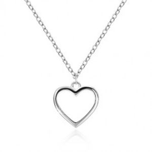 Šperky eshop - Strieborný náhrdelník 925 - kontúra symetrického srdca, retiazka z oválnych očiek A16.04
