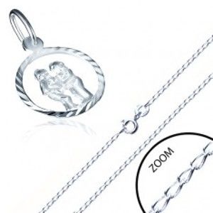 Šperky eshop - Strieborný náhrdelník 925 - lesklá retiazka, znamenie BLÍŽENCI v kruhu AA33.06