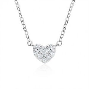 Šperky eshop - Strieborný náhrdelník 925 - zirkónové srdiečko, jemná retiazka, perový krúžok A13.11