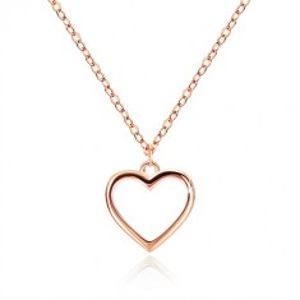 Šperky eshop - Strieborný náhrdelník 925 - pravidelný obrys srdca, jemná retiazka, medená farba A23.01