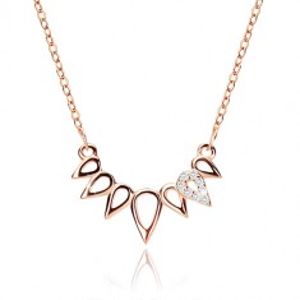 Šperky eshop - Strieborný náhrdelník 925 medenej farby - korunka z kvapiek, číre zirkóny S88.11
