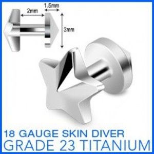 Šperky eshop - Titánový implantát "skin diver" s hviezdičkou C10.19