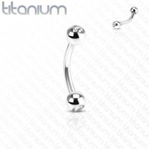 Šperky eshop - Titánový piercing striebornej farby, zahnutá činka a guľôčky s čírymi zirkónmi PC36.30/PC22.31/W20.26 - Rozmer: 1,2 mm x 12 mm x 3 mm