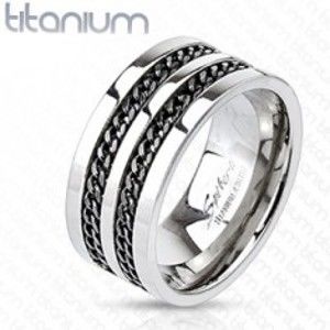 Šperky eshop - Titánový prsteň - čierne retiazky C20.10 - Veľkosť: 72 mm