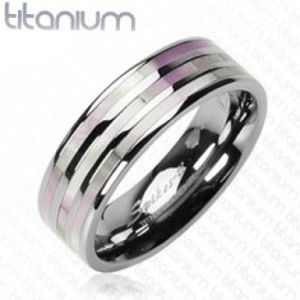 Šperky eshop - Titánový prsteň - tri perlové pruhy J1.6 - Veľkosť: 65 mm