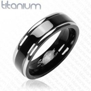Šperky eshop - Titánový prsteň, čierny pás  D9.17 - Veľkosť: 59 mm
