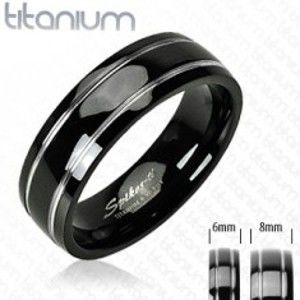 Titánový prsteň, dva pruhy - Veľkosť: 69 mm