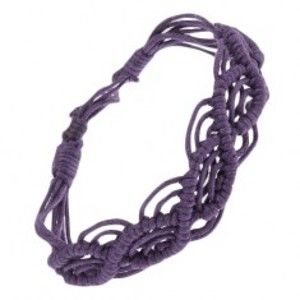 Šperky eshop - Tmavofialový pletený šnúrkový náramok so vzorom vĺn S16.07