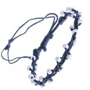 Šperky eshop - Tmavomodrý náramok priateľstva, korálky na šnúrke Z11.7