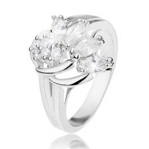 Šperky eshop - Trblietavý prsteň v striebornom odtieni zdobený oblúčikmi a čírymi zirkónmi R41.24 - Veľkosť: 58 mm