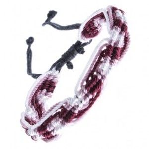 Šperky eshop - Trojfarebný pletený náramok - ružovo-bordovo-biele šnúrky Z13.12
