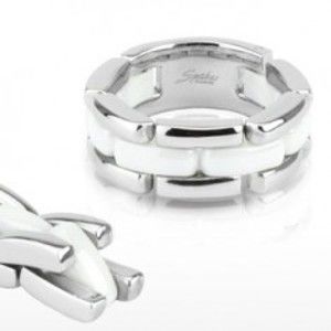Šperky eshop - Trojradový oceľovo - keramický prsteň, flexibilný D9.14 - Veľkosť: 55 mm