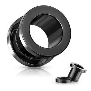 Tunel do ucha z 316L ocele - lesklý povrch čiernej farby, PVD povrchová úprava - Hrúbka: 35 mm