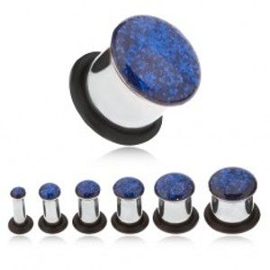 Šperky eshop - Tunel plug do ucha z ocele, trblietky tmavomodrej farby PC05.12 - Hrúbka: 12 mm