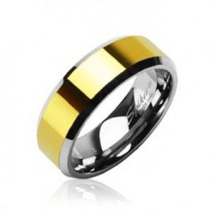 Šperky eshop - Tungstenová - Wolfrámová obrúčka stred zlatej farby D5.8 - Veľkosť: 54 mm