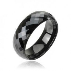Šperky eshop - Tungstenový - Wolfrámový prsteň čierny vzor disco D8.8 - Veľkosť: 64 mm